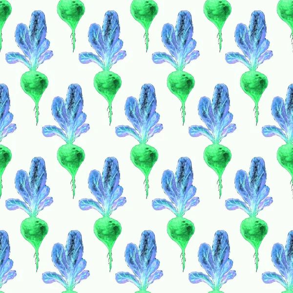 Akvarell Vegan Mönster Sömlös Handritad Grönsaker Hälsosam Mat Print Trädgårdsskötsel — Stockfoto