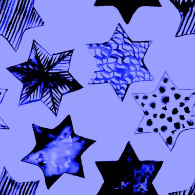 Kusursuz suluboya yıldız deseni. Sihirli Şenlik Arkaplanı. Han!