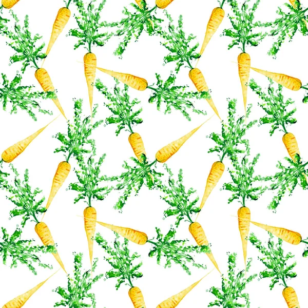 Aquarell Veganes Muster Nahtlos Handgezeichnetes Gemüse Gesunde Ernährung Gartenarbeit Grünflächen — Stockfoto