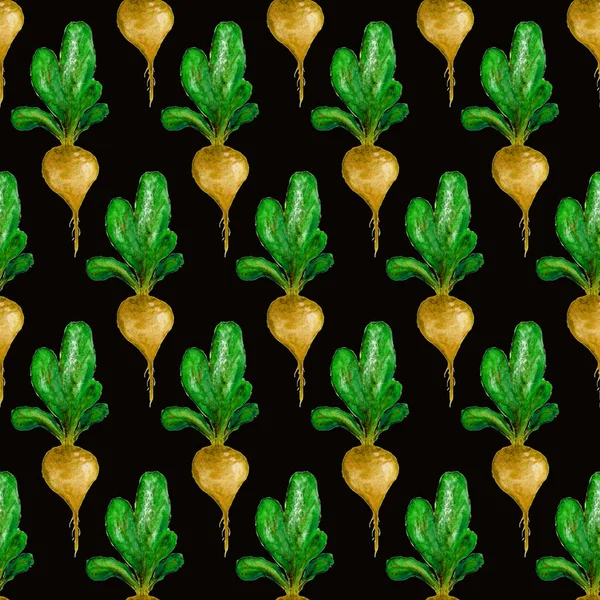Aquarell Veganes Muster Nahtlos Handgezeichnetes Gemüse Gesunde Ernährung Gartenarbeit Grünflächen — Stockfoto
