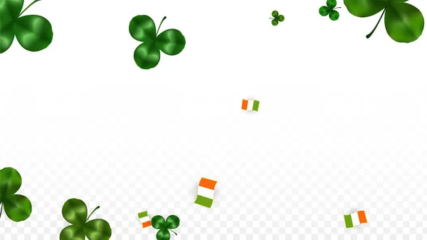 Vector klöver blad och Irland flagga isolerad på Transparent bakgrund. St. Patrick's Day Illustration. Irlands Lucky Shamrock affisch. Inbjudan för irländska konsert i Pub. Turism i Irland. — Stock vektor