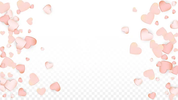 Love Hearts Confetti Falling Background. Patrón del Día de San Valentín Corazones dispersos románticos. Ilustración vectorial para tarjetas, pancartas, carteles, volantes para bodas, aniversario, fiesta de cumpleaños, ventas . — Vector de stock