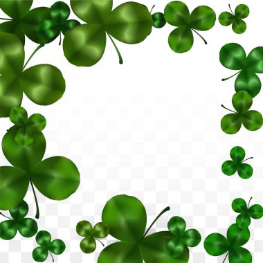 Vektör Yonca Yaprağı Saydam Arkaplanda Metin İçin Alan ile izole edildi. Aziz Patrick Günü İllüstrasyonu. İrlanda 'nın Şanslı Yonca Posteri. Pub 'daki konser icadı. Üst Manzara. Başarı Sembolleri.