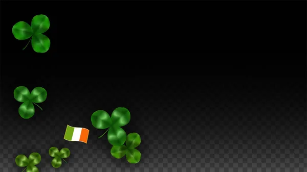 Vektorkleeblatt und irische Flagge isoliert auf transparentem Hintergrund. st. patrick 's day illustration. ireland 's lucky shamrock poster. Einladung zum irischen Konzert in der Kneipe. Tourismus in Irland. — Stockvektor