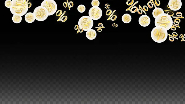 Luxury Vector Gold Percentuale Segno Confetti su Trasparente. Percentuale di vendita sfondo. Affari, Economia Stampa. Illustrazione di sconto. Poster promozionale. Black Friday Banner. Offerta speciale Template. — Vettoriale Stock