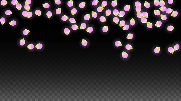 Petali rosa realistici vettoriali che cadono su sfondo trasparente. Primavera Romantico Fiori Illustrazione. Petali volanti. Sakura Spa Design. Fiore Confetti . — Vettoriale Stock
