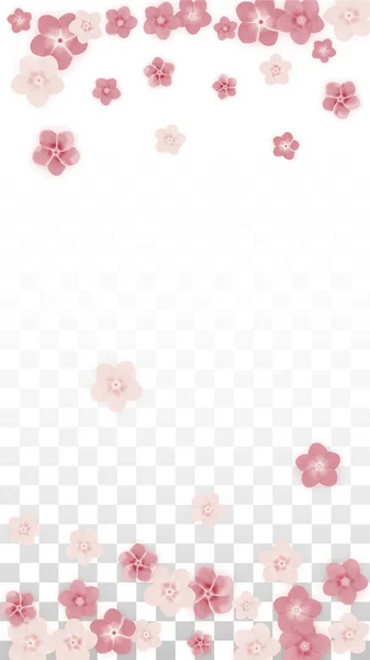 Vetor realista flores cor-de-rosa caindo em fundo transparente. Primavera flores românticas Ilustração. Pétalas voadoras. Sakura Spa Design. Blossom Confetti. Elementos de design para decoração de casamento . —  Vetores de Stock