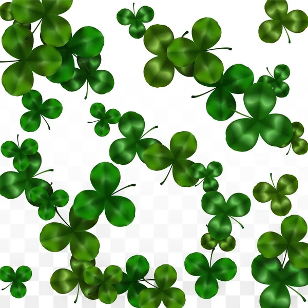 Vector Clover Leaf Isolerad på Transparent bakgrund med utrymme för text. St. Patricks Day Illustration. Irlands Lucky Shamrock-affisch. Invintation för konsert i Pub. Ovanifrån. Framgångssymboler. — Stock vektor