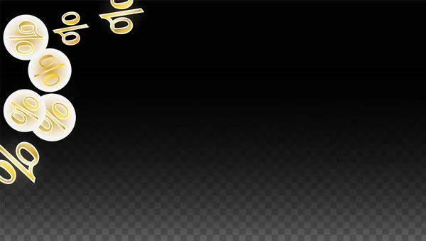 Luxury Vector Gold Percentuale Segno Confetti su Trasparente. Percentuale di vendita sfondo. Affari, Economia Stampa. Illustrazione di sconto. Poster promozionale. Black Friday Banner. Offerta speciale Template. — Vettoriale Stock