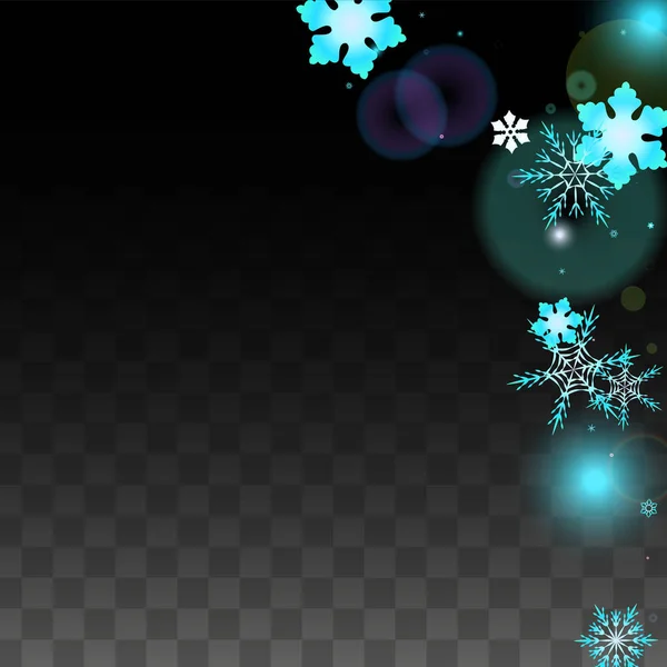 Fondo vectorial de Navidad con copos de nieve azules que caen aislados sobre fondo transparente. Patrón realista de chispas de nieve. Impresión de capa de nieve. Cielo de invierno. Diseño para la invitación del partido . — Vector de stock