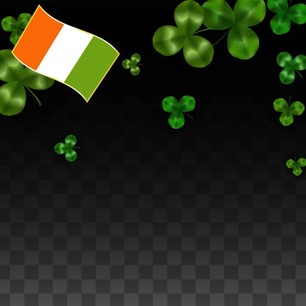 Vektorkleeblatt und irische Flagge isoliert auf transparentem Hintergrund. st. patrick 's day illustration. ireland 's lucky shamrock poster. Einladung zum irischen Konzert in der Kneipe. Tourismus in Irland. — Stockvektor