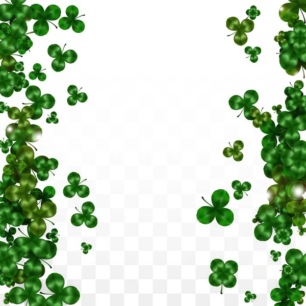 Vector Clover Leaf Isolerad på Transparent bakgrund med utrymme för text. St. Patricks Day Illustration. Irlands Lucky Shamrock-affisch. Invintation för konsert i Pub. Ovanifrån. Framgångssymboler. — Stock vektor