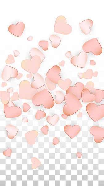 Love Hearts Confetti Falling Background. Patrón del Día de San Valentín Corazones dispersos románticos. Ilustración vectorial para tarjetas, pancartas, carteles, volantes para bodas, aniversario, fiesta de cumpleaños, ventas . — Vector de stock