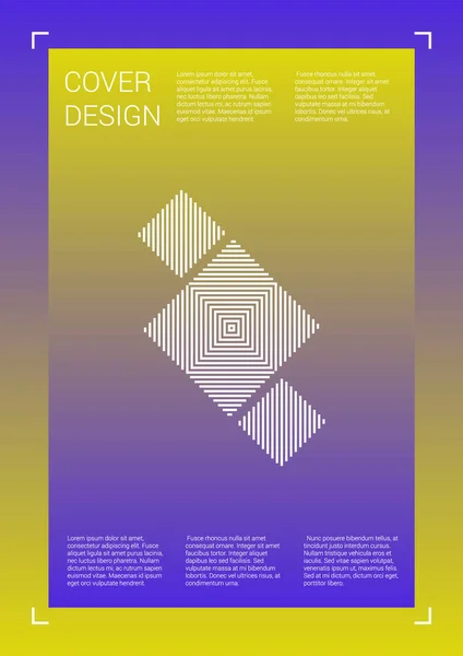 Futuristické vektorové geometrické krycí design s gradientem a abstraktní řádky a čísla pro vaše podnikání. Template Design with Hologram, Gradient Effect for Electronic Festival. — Stockový vektor