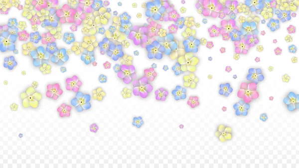 Renkli vektör gerçekçi şeffaf arka plan üzerine düşen yaprakları. Bahar romantik çiçek illüstrasyon. Uçan yaprakları. Sakura Spa tasarım. Çiçeği konfeti. Düğün dekorasyon için tasarım öğeleri. — Stok Vektör