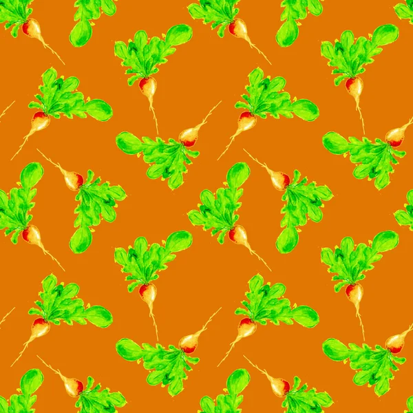 Patrón Vegano Acuarela Verduras Dibujadas Mano Sin Costura Impresión Alimentos —  Fotos de Stock