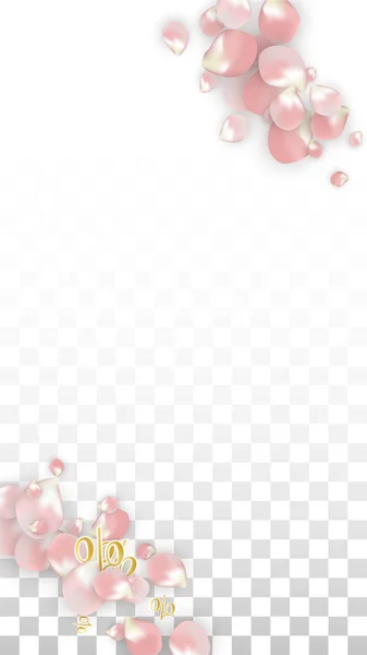 Vector Primavera o Verano Venta Fondo con pétalos y porcentaje para el diseño de plantillas. Bueno para la oferta especial de descuento de vacaciones calientes, Viernes Negro, Acción de promoción de moda. Ilustración romántica de Sakura — Archivo Imágenes Vectoriales