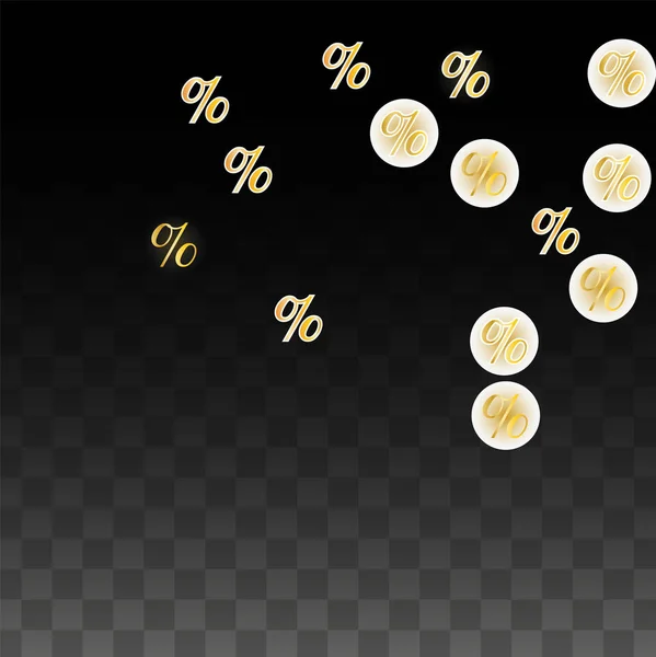 Luxury Vector Gold Percentuale Segno Confetti su Trasparente. Percentuale di vendita sfondo. Affari, Economia Stampa. Illustrazione di sconto. Poster promozionale. Black Friday Banner. Offerta speciale Template. — Vettoriale Stock