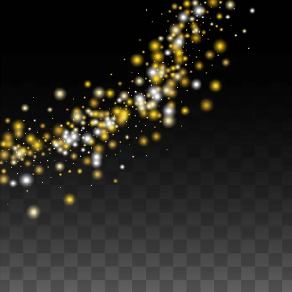 Gold Glitter Vector Texture auf einem Schwarz. Goldenes Glühmuster. Goldene Weihnachten und Neujahr Schnee. Goldene Konfettiexplosion. Sternenstaub. Abstraktes Flimmern Hintergrund mit einem Party-Licht-Design. — Stockvektor