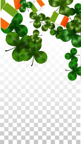 Vector Clover Leaf et Ireland Drapeau isolé sur fond transparent. Illustration de la Saint-Patrick. L'affiche de Lucky Shamrock en Irlande. Invitation pour un concert irlandais au pub. Tourisme en Irlande . — Image vectorielle