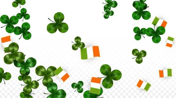 Vector klöver blad och Irland flagga isolerad på Transparent bakgrund. St. Patrick's Day Illustration. Irlands Lucky Shamrock affisch. Inbjudan för irländska konsert i Pub. Turism i Irland. — Stock vektor