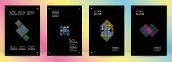 Vector Geometric Cover Design with Gradient and Abstract Lines and Figures for your business. Template Design with Hologram, Gradient Effect for Electronic Festival. — 스톡 벡터