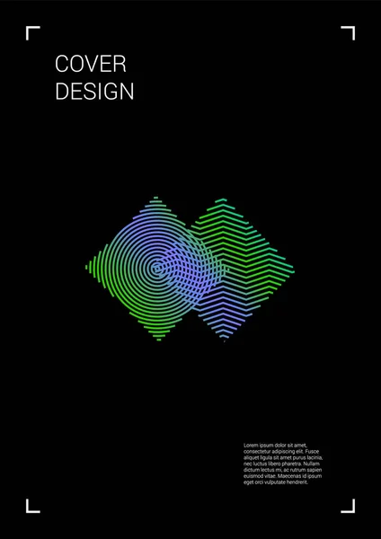 Futurystyczny wektorowy projekt geometrycznej okładki z gradientowymi i abstrakcyjnymi liniami i cyframi dla Twojej firmy. Projekt szablonu z hologramem, efekt gradientowy dla festiwalu elektronicznego. — Wektor stockowy