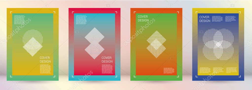 Futuristic Vector Geometric Cover Design with Gradient and Abstract Lines and Figures for your Business. Cover Design with Hologram, Gradient Effect for Performance.