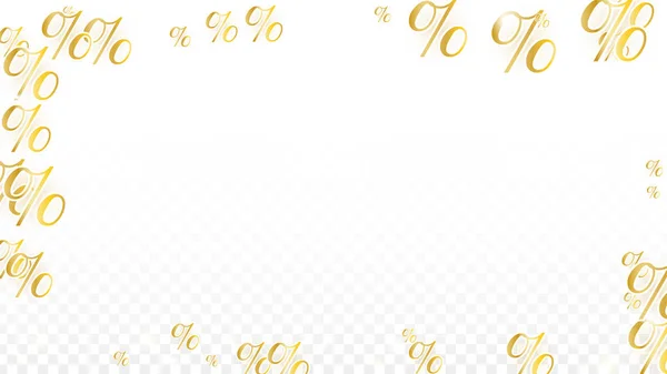 Luxury Vector Gold Percentage Sign Confetti na Transparente. Percentagem de fundo de venda. Business, Economics Print. Ilustração de Desconto. Cartaz de promoção. Black Friday Banner. Oferta especial Modelo. — Vetor de Stock