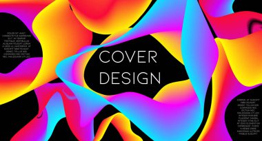 Fütürist soyut vektör arka plan hipster elemanları ile... Parlak degrade geometrik kapak tasarımı. 3D sıvı şekiller, çizgiler kompozisyon. Davetiye şablonları ayarlamak. Müzik Festivali Afiş. Özet satırları.