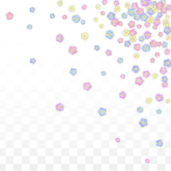 Colorful Vector Realistic Petals Falling on Transparent Background.  Spring Romantic Flowers Illustration. Flying Petals. Sakura Spa Design. Blossom Confetti. Design Elements for Wedding Decoration. — Stock Vector