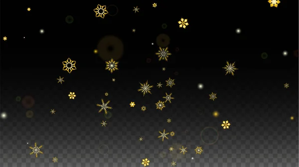 Sfondo vettoriale natalizio con fiocchi di neve cadenti in oro isolato su sfondo trasparente. Fantasia realistica di neve scintillante. Sovrapposizione di neve Stampa. Cielo d'inverno. Progettazione per invito alla festa. — Vettoriale Stock