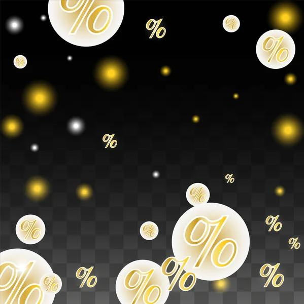 Lyx Vector Gold Procent Sign Confetti på Transparent. Procent såld bakgrund. Affärer, Ekonomi Skriv ut. Rabattillustration. Säljfrämjande affisch. Black Friday Banner. Specialerbjudande Mall. — Stock vektor