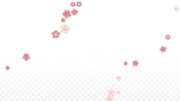 Vektor realistische rosa Blumen fallen auf transparentem Hintergrund. Frühling romantische Blumen Illustration. Fliegende Blütenblätter. Sakura Wellness Design. Blütenkonfetti. Designelemente für die Hochzeitsdekoration. — Stockvektor