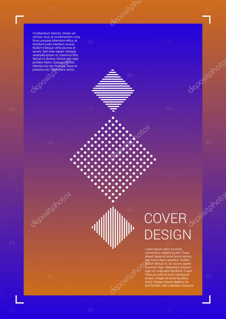 Electronic Vector Geometric Cover Design with Gradient and Abstract Lines and Figures for your Business. Page Design with Hologram, Gradient Effect for Dj Party.