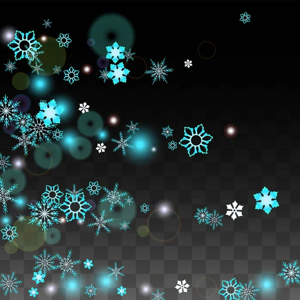 Fundo do vetor de Natal com Flocos de Neve de Queda Azul Isolados em Fundo Transparente. Padrão de brilho de neve realista. Snowfall Overlay Print. Céu de Inverno. Design para Convite de Festa . — Vetor de Stock