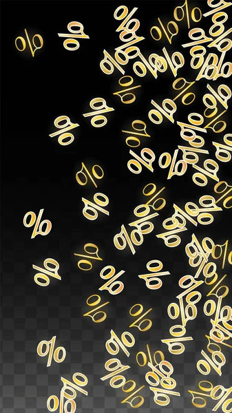 Luxury Vector Gold Percentage Sign Confetti na Transparente. Percentagem de fundo de venda. Business, Economics Print. Ilustração de Desconto. Cartaz de promoção. Black Friday Banner. Oferta especial Modelo. —  Vetores de Stock