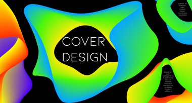 Fütürist soyut vektör arka plan hipster elemanları ile... Parlak degrade geometrik kapak tasarımı. 3D sıvı şekiller, çizgiler kompozisyon. Davetiye şablonları ayarlamak. Müzik Festivali Afiş. Özet satırları.