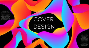 Fütürist soyut vektör arka plan hipster elemanları ile... Parlak degrade geometrik kapak tasarımı. 3D sıvı şekiller, çizgiler kompozisyon. Davetiye şablonları ayarlamak. Müzik Festivali Afiş. Özet satırları.