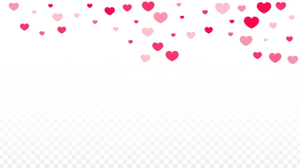 Hearts Confetti Falling Background. Patrón del Día de San Valentín. Elemento de diseño romántico de corazones dispersos. Amor. Momento dulce. Un regalo. Lindo elemento de diseño para ventas o celebración. — Vector de stock