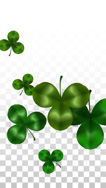 Vector Clover Leaf Isolated on Transparent Background with Space for Text День святого Патрика. Ірландія "Lucky Shamrock Poster". Підготовка концерту в пабі. Вид зверху. Успішні символи. — стоковий вектор