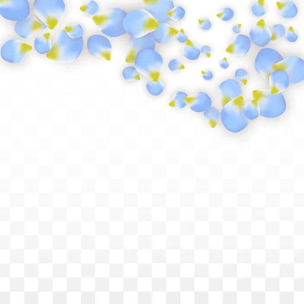 Vector Realistic Blue Petals Falling on Transparent Background. — Stock Vector