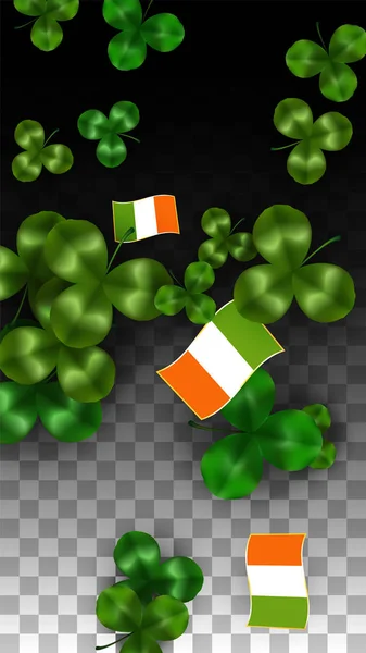 Wektor koniczyna liść i flaga Irlandii na białym tle na przezroczyste Bac — Wektor stockowy