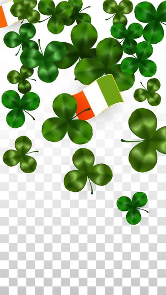 Διάνυσμα Leaf Clover και σημαία Ιρλανδία απομονώνονται σε διαφανές φόντο. Εικονογράφηση ημέρα του Αγίου Πατρικίου. Αφίσα τυχερός τριφύλλι της Ιρλανδίας. Πρόσκληση για την συναυλία ιρλανδική παμπ. Τουρισμός στην Ιρλανδία. — Διανυσματικό Αρχείο