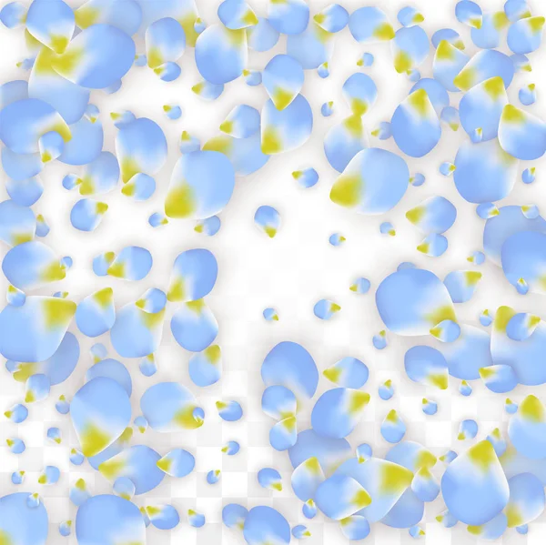 Διάνυσμα ρεαλιστική μπλε πέταλα πέφτουν σε διαφανές φόντο. — Διανυσματικό Αρχείο