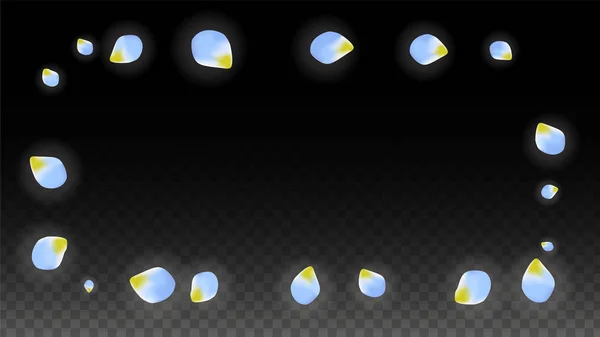Vetor realistas pétalas azuis caindo em fundo transparente . — Vetor de Stock