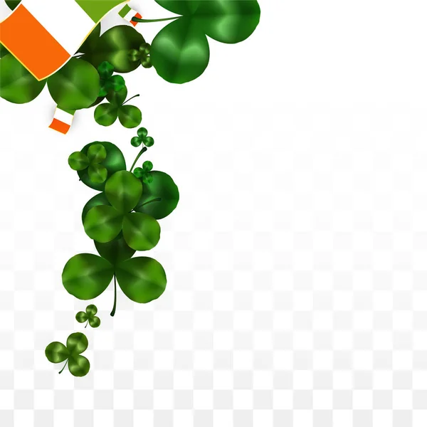 Vektorkleeblatt und irische Flagge isoliert auf transparentem Hintergrund. st. patrick 's day illustration. ireland 's lucky shamrock poster. Einladung zum irischen Konzert in der Kneipe. Tourismus in Irland. — Stockvektor