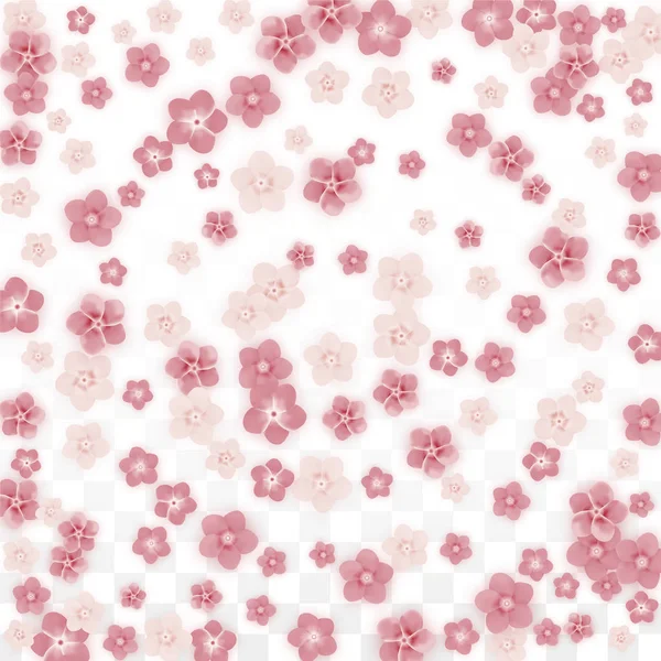 Vector realistische roze bloemen vallen op transparante achtergrond. — Stockvector