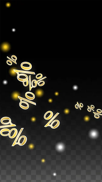 Luxury Vector Gold Percentage Sign Confetti na Transparente. Perc —  Vetores de Stock