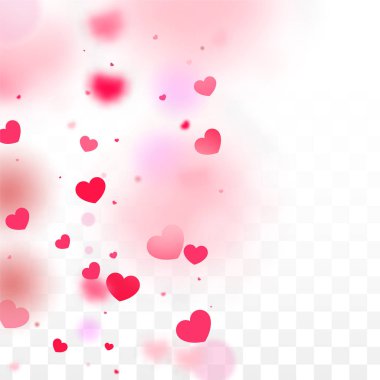 Hearts Confetti Düşen Arkaplan. Sevgililer Günü şablonu.